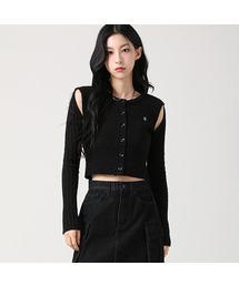 Irene Shoulder Cutting Round Knit BLACK