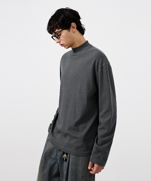 DIMITRI BLACK(ディミトリブラック)の「コンフォートハーフモックネックニットTシャツ_チャコール(ニット/セーター・レディース・その他・X-LARGE/MEDIUM/LARGE)」の3枚目の写真