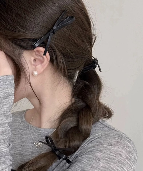 セール】レザーリボンヘアピン2点セット(RO)（ヘアピン）｜UP START