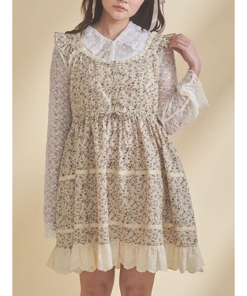 merry jenny（メリージェニー）の「petit flowerフレアミニワンピース（ワンピース・レディース・グリーン/ピンク/アイボリー・FREE）」の2枚目の写真