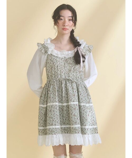 merry jenny（メリージェニー）の「petit flowerフレアミニワンピース（ワンピース・レディース・グリーン/ピンク/アイボリー・FREE）」の15枚目の写真