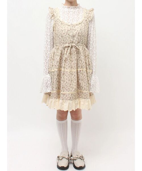 merry jenny（メリージェニー）の「petit flowerフレアミニワンピース（ワンピース・レディース・グリーン/ピンク/アイボリー・FREE）」の4枚目の写真