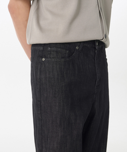 MUSINSA STANDARD（ムシンサスタンダード）の「リネンライクレギュラーフィットデニムパンツ[ローブラック]（デニムパンツ・メンズ・その他・31/26/27/28/29/40/42/30/38/36/34/32/33）」の4枚目の写真