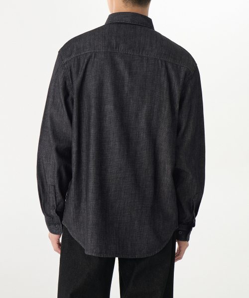 MUSINSA STANDARD（ムシンサスタンダード）の「リラックスデニムシャツ [ロー ブラック]（シャツ/ブラウス・メンズ・その他・XX-LARGE/SMALL/MEDIUM/LARGE/X-LARGE）」の2枚目の写真
