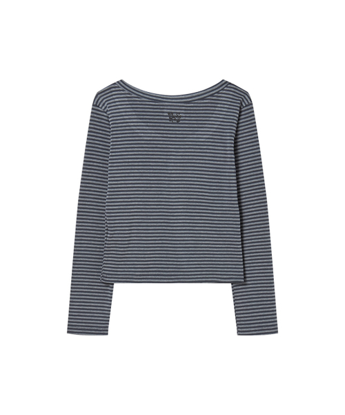 THE GREEN LAB（ザグリーンラボ）の「ストライプヘンリーネックロングスリーブ[チャコールグレー]（Tシャツ/カットソー・レディース・その他・FREE）」の21枚目の写真
