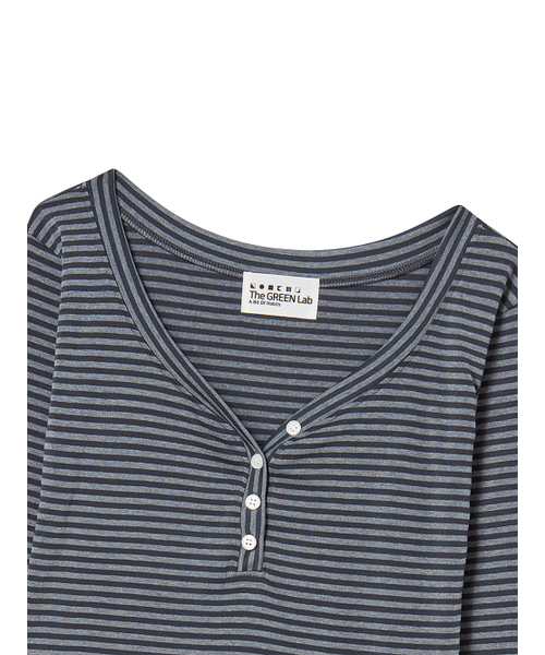 THE GREEN LAB（ザグリーンラボ）の「ストライプヘンリーネックロングスリーブ[チャコールグレー]（Tシャツ/カットソー・レディース・その他・FREE）」の20枚目の写真