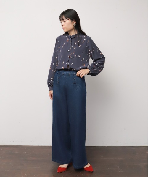 Blanc Bleu Minuit(ブランブルーミニュイ)の「コットンデニム セーラーパンツ(その他パンツ・レディース・サックスブルー/ネイビー・FREE)」の3枚目の写真