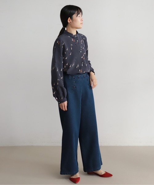 Blanc Bleu Minuit(ブランブルーミニュイ)の「コットンデニム セーラーパンツ(その他パンツ・レディース・サックスブルー/ネイビー・FREE)」の17枚目の写真