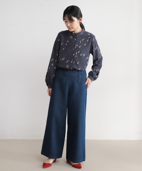 Blanc Bleu Minuit(ブランブルーミニュイ)の「コットンデニム セーラーパンツ(その他パンツ・レディース・サックスブルー/ネイビー・FREE)」の18枚目の写真