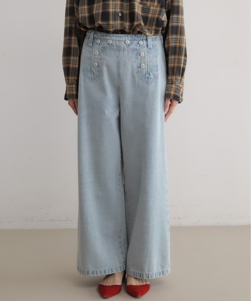 Blanc Bleu Minuit(ブランブルーミニュイ)の「コットンデニム セーラーパンツ(その他パンツ・レディース・サックスブルー/ネイビー・FREE)」の12枚目の写真