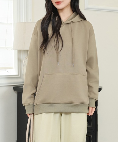 DAYRA(デイラ)の「スウェット ポケット付き 長袖 フーディー パーカー(パーカー・レディース・ダークグレー/ホワイト/ライトグレー/ブラック/グレイッシュベージュ・S/M/XL)」の5枚目の写真