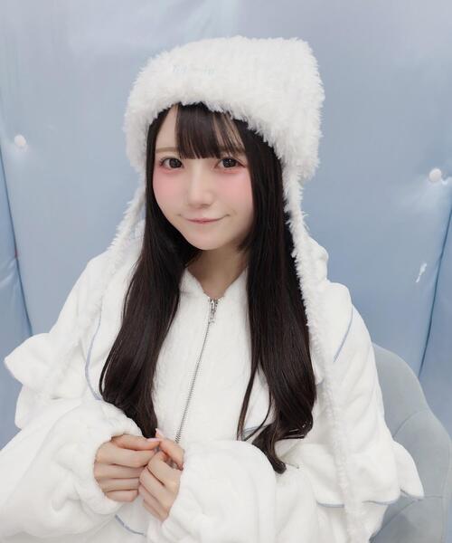 Whinny（ホワイニー）の「Whinny/しらたまねこパンチ帽（ニットキャップ/ビーニー・レディース・ホワイト/グレー/ブラック・FREE）」の5枚目の写真