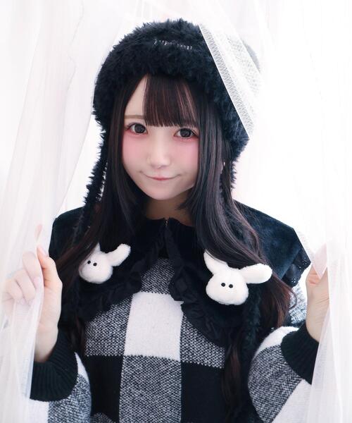 Whinny（ホワイニー）の「Whinny/しらたまねこパンチ帽（ニットキャップ/ビーニー・レディース・ホワイト/グレー/ブラック・FREE）」の10枚目の写真
