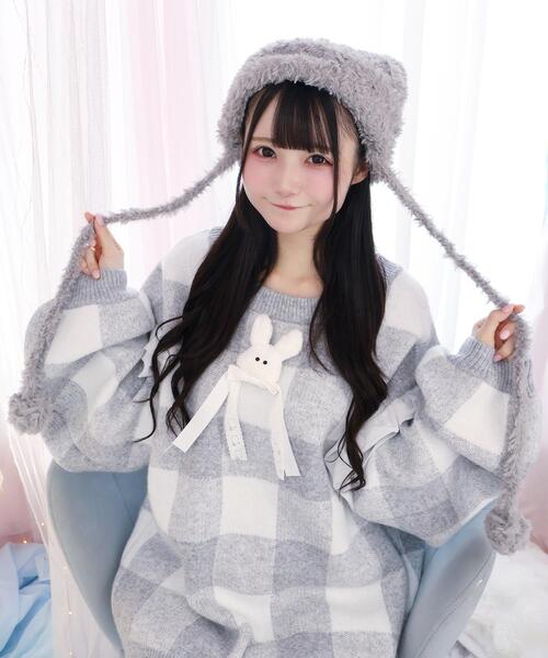 Whinny（ホワイニー）の「Whinny/しらたまねこパンチ帽（ニットキャップ/ビーニー・レディース・ホワイト/グレー/ブラック・FREE）」の8枚目の写真