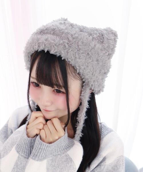 専用♡ 猫耳☆ニット帽 綿トレーナー 白15枚 Whinny/【2025秋冬新作♪】しらたまねこパンチ帽（ニットキャップ