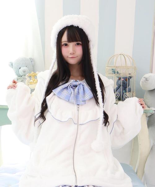 Whinny（ホワイニー）の「Whinny/しらたまねこパンチ帽（ニットキャップ/ビーニー・レディース・ホワイト/グレー/ブラック・FREE）」の4枚目の写真