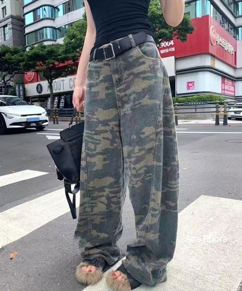 CANVAS+(キャンバスプラス)の「【CANVAS+】迷彩柄ワイドルーズパンツ(その他パンツ・レディース・カーキ・L/M/S)」の10枚目の写真