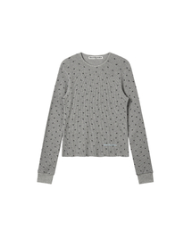 LOGO PATTERN WAFFLE TOP - GREY