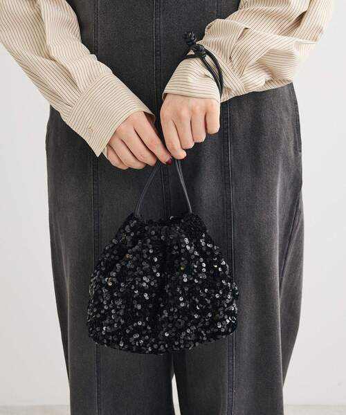 Green　Parks（グリーンパークス）の「OTO.HA.ベロアスパンコールショルダーバック（ショルダーバッグ・レディース・グレー/ブラック・FREE）」の2枚目の写真