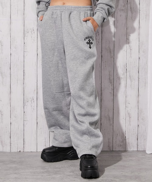 PEARLY GATES 裏起毛 ロゴ ジップデザイン スウェットパンツ セール】《クロスロゴ×リラックスシルエット》裏起毛セットアップ対応