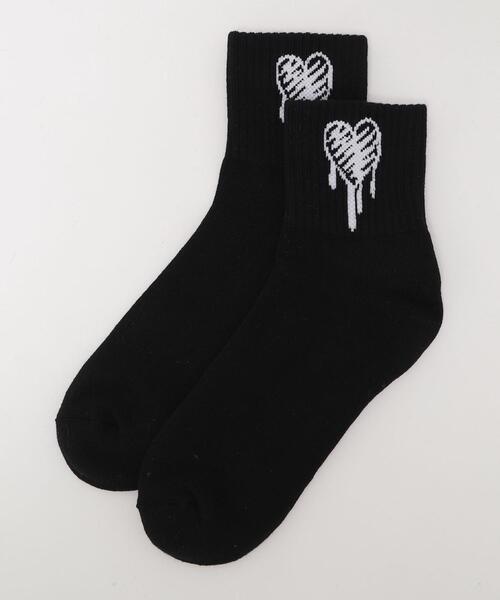WEGO（ウィゴー）の「WEGO/手書き風ハートハイアンクルソックス（ソックス/靴下・メンズ・ホワイト/ブラック・25-27CM）」の8枚目の写真