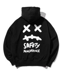 MASSNOUN（マスノウン）の「スマイルオーバーサイズヘビーフードパーカー MWZHD001-BK（パーカー）」