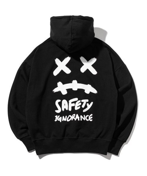 MASSNOUN(マスノウン)の「スマイルオーバーサイズヘビーフードパーカー MWZHD001-BK(パーカー・レディース・その他・LARGE/MEDIUM)」の1枚目の写真