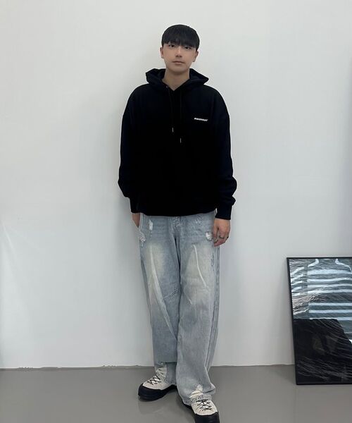 MASSNOUN(マスノウン)の「スマイルオーバーサイズヘビーフードパーカー MWZHD001-BK(パーカー・レディース・その他・LARGE/MEDIUM)」の9枚目の写真