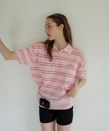 ANC CHARMING STRIPE HALF KNIT_PINK