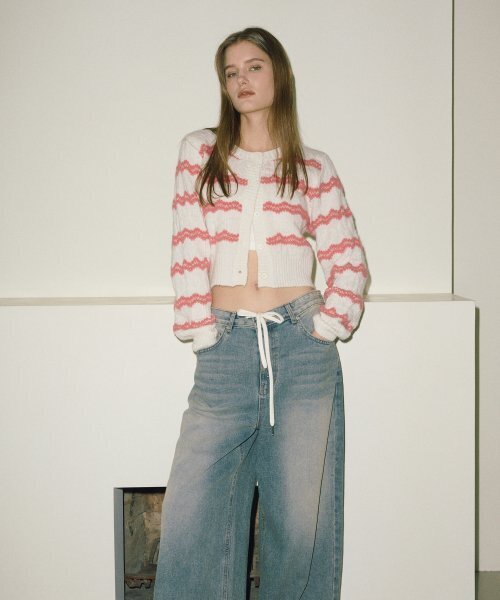 ETMON(エトモン)の「Zigzag Stripe Knit Cardigan, Pink(カーディガン/ボレロ・レディース・その他・FREE)」の2枚目の写真