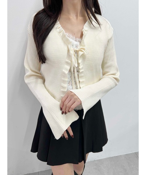 セール】フリルリボンニットカーディガン（カーディガン/ボレロ