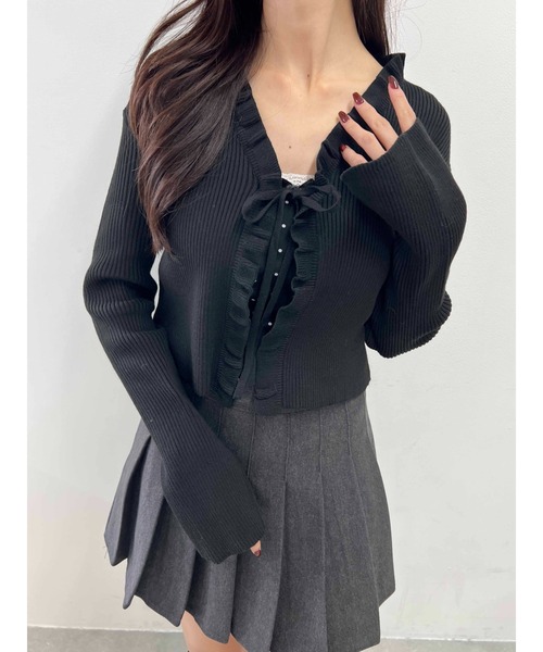 セール】フリルリボンニットカーディガン（カーディガン/ボレロ