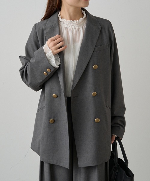 PUAL CE CIN（ピュアルセシン）の「【セットアップ対応】TRダブルデザインテーラードジャケット（テーラードジャケット・レディース・ネイビー/ブラック/グレー・FREE）」の4枚目の写真