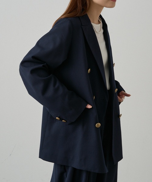 PUAL CE CIN（ピュアルセシン）の「【セットアップ対応】TRダブルデザインテーラードジャケット（テーラードジャケット・レディース・ネイビー/ブラック/グレー・FREE）」の12枚目の写真