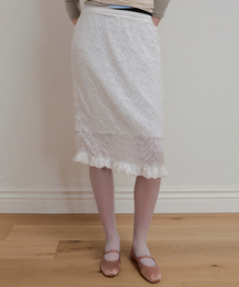 FRILL LACE LAYERED SKIRT - WHITE