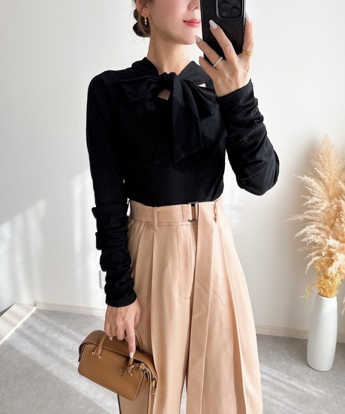 &. NOSTALGIA(アンドドットノスタルジア)の「【ZOZO限定】カットリボンプルオーバー(Tシャツ/カットソー・レディース・ホワイト/ブラック・M)」の22枚目の写真