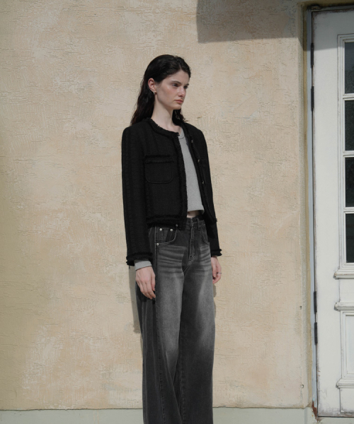 DEHEVE（デヘヴェ）の「Fringe Trimming Tweed Jacket [Black]（その他アウター・レディース・ブラック・MEDIUM/SMALL）」の13枚目の写真