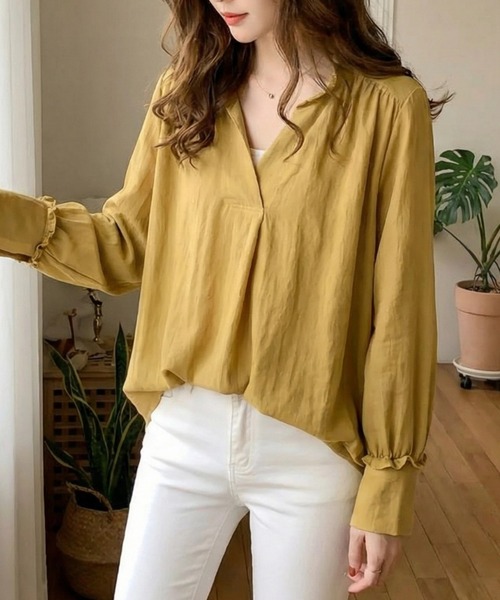 cammie(キャミー)の「スキッパーシャツ(シャツ/ブラウス・レディース・ネイビー/マスタード/アイボリー・L/XL)」の3枚目の写真