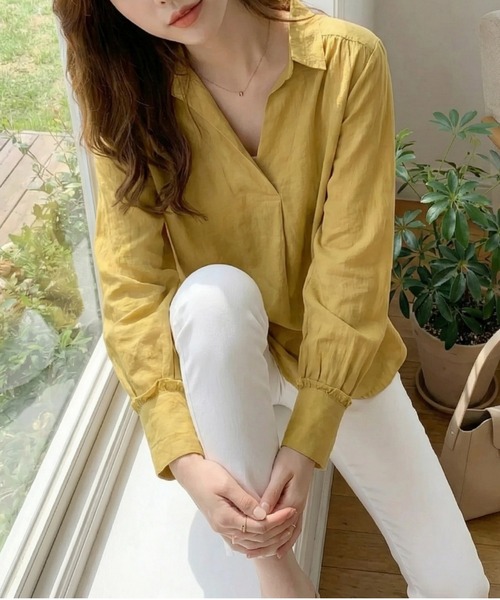 cammie(キャミー)の「スキッパーシャツ(シャツ/ブラウス・レディース・ネイビー/マスタード/アイボリー・L/XL)」の14枚目の写真