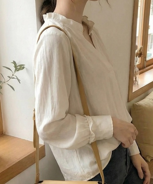 cammie(キャミー)の「スキッパーシャツ(シャツ/ブラウス・レディース・ネイビー/マスタード/アイボリー・L/XL)」の7枚目の写真