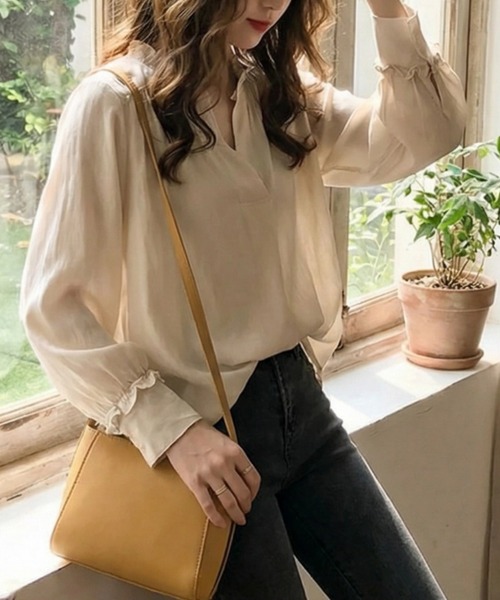 cammie(キャミー)の「スキッパーシャツ(シャツ/ブラウス・レディース・ネイビー/マスタード/アイボリー・L/XL)」の4枚目の写真