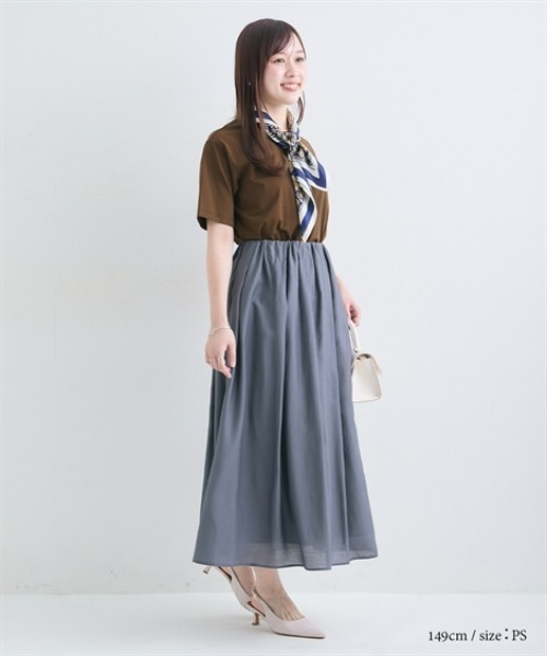 Petitjo(プッチージョ)の「小さいサイズ ギャザースカート 低身長さん・小柄女性(スカート・レディース・チャコールグレー/ブラウン・PS/PSS/PL/PM)」の17枚目の写真