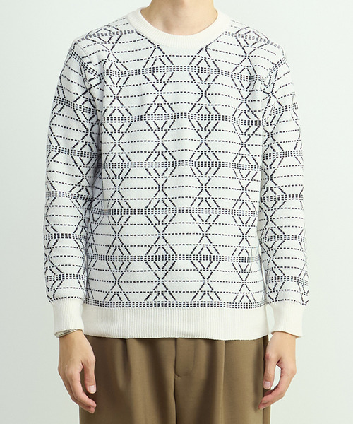 MEN'S MELROSE（メンズメルローズ）の「モールジャガードクルーネックニット（ニット/セーター・メンズ・グレー/ホワイト・2/3/4）」の20枚目の写真