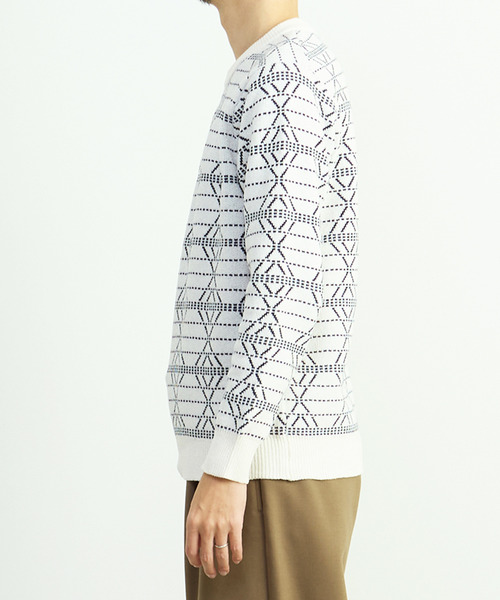 MEN'S MELROSE（メンズメルローズ）の「モールジャガードクルーネックニット（ニット/セーター・メンズ・グレー/ホワイト・2/3/4）」の21枚目の写真