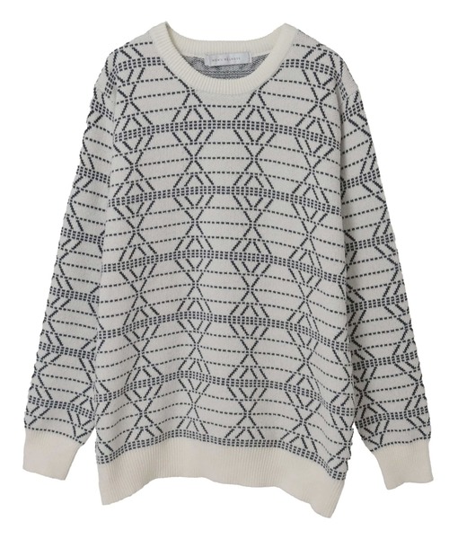 MEN'S MELROSE（メンズメルローズ）の「モールジャガードクルーネックニット（ニット/セーター・メンズ・グレー/ホワイト・2/3/4）」の10枚目の写真