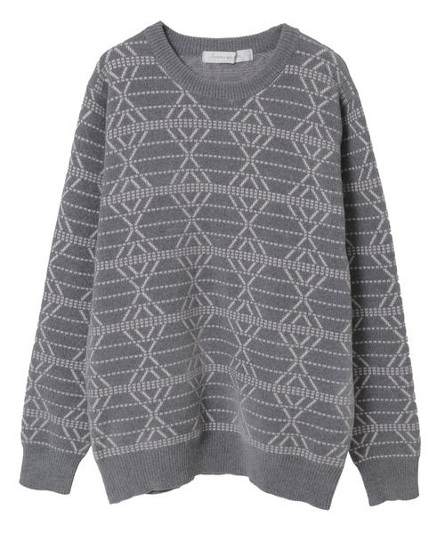 MEN'S MELROSE（メンズメルローズ）の「モールジャガードクルーネックニット（ニット/セーター・メンズ・グレー/ホワイト・2/3/4）」の12枚目の写真