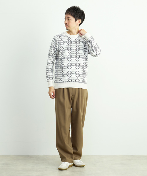 MEN'S MELROSE（メンズメルローズ）の「モールジャガードクルーネックニット（ニット/セーター・メンズ・グレー/ホワイト・2/3/4）」の16枚目の写真