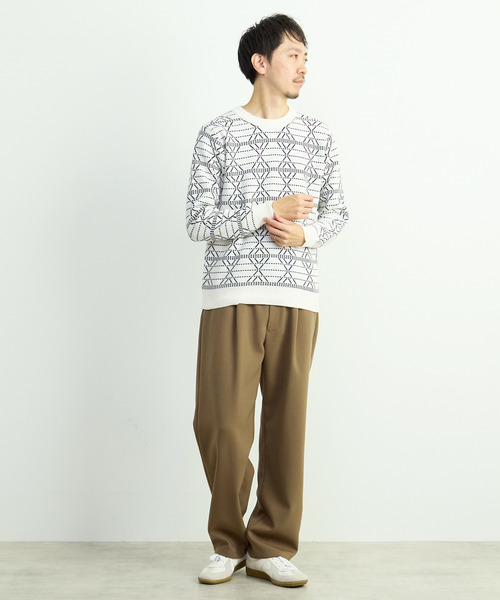MEN'S MELROSE（メンズメルローズ）の「モールジャガードクルーネックニット（ニット/セーター・メンズ・グレー/ホワイト・2/3/4）」の17枚目の写真