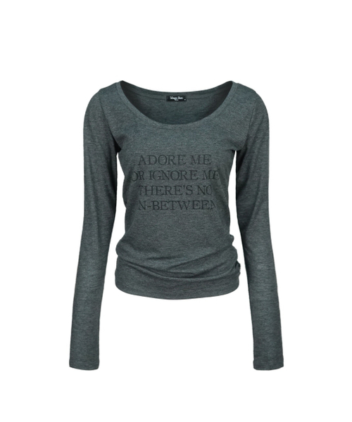 MAGORENSEOUL(マゴレンソウル)の「ADORE ME オーバーサイズ ロングスリーブ メランジチャコール(Tシャツ/カットソー・レディース・その他・FREE)」の2枚目の写真