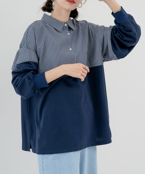 SABUROKU(サブロク)の「【SABUROKU】きちんと感 と ラフさ をいいとこ取り トップス(シャツ/ブラウス・レディース・グレー/ネイビー/ホワイト・M)」の13枚目の写真